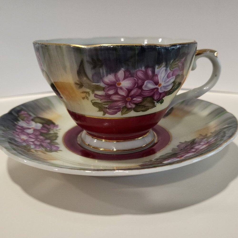 Vintage Lefton China Porcelain Hand Painted Floral Tea cup and saucer set